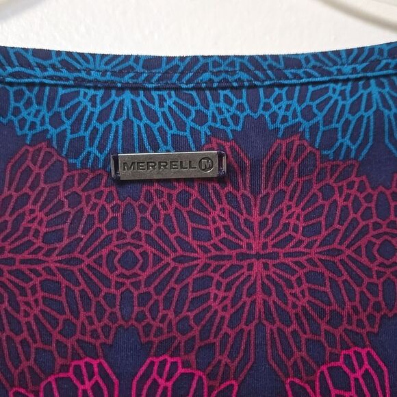 Merrell Dress Womens Size XL Striped Floral TIE Back Long Sleeve Midi Stretchy - Picture 7 of 8